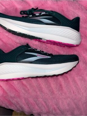 Brooks Women's Teal Running Shoes with Pink Accents